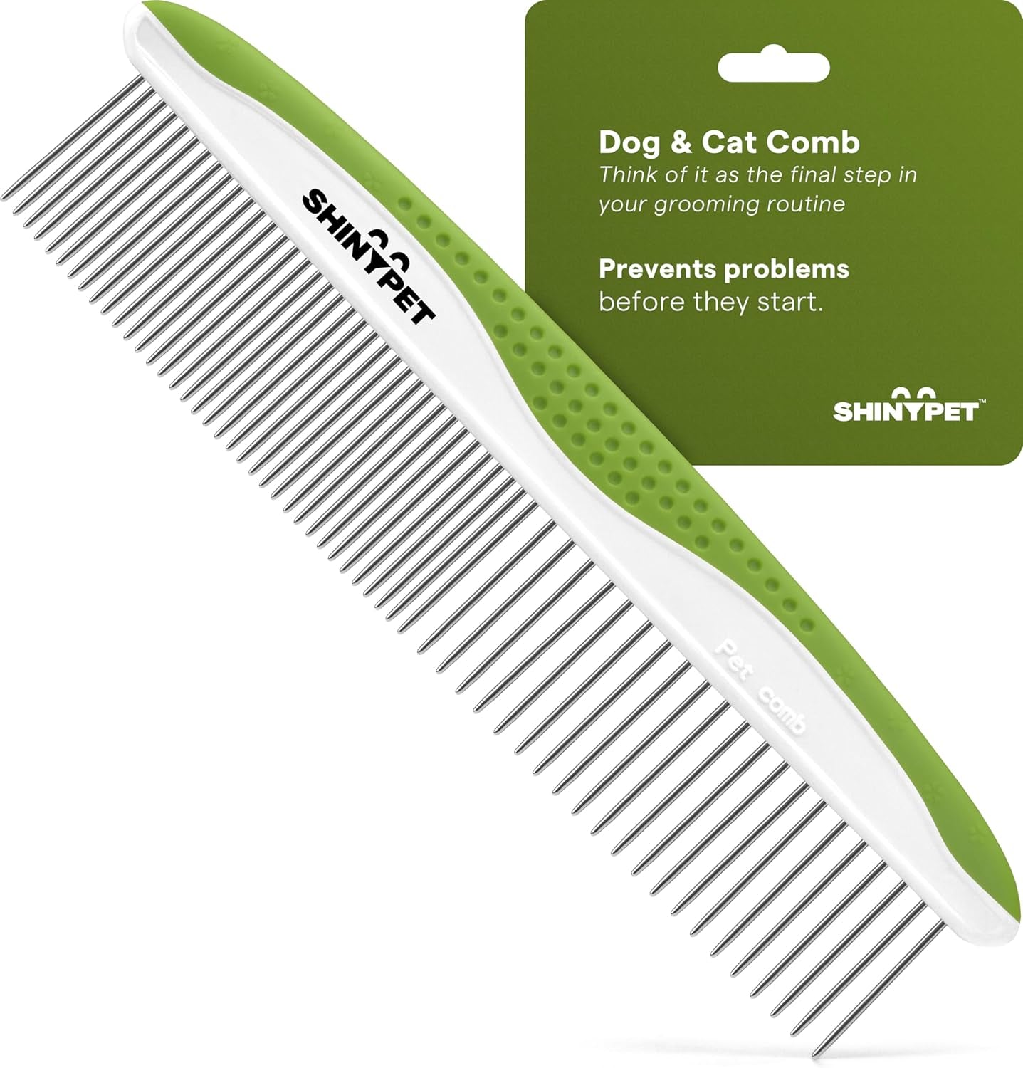 Dog Comb for Removes Tangles and Knots - Cat Comb for Removing Matted Fur - Grooming Tool with Stainless Steel Teeth and Non-Slip Grip Handle - Best Pet Hair Comb for Home Grooming Kit - Ebook Guide