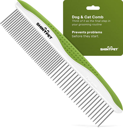 Dog Comb for Removes Tangles and Knots - Cat Comb for Removing Matted Fur - Grooming Tool with Stainless Steel Teeth and Non-Slip Grip Handle - Best Pet Hair Comb for Home Grooming Kit - Ebook Guide