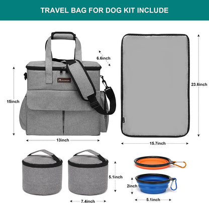 Airline Approved Pet Travel Bag, Weekend Dog Travel Set for Dog and Cat, Airline Approved Tote Organizer with Multi-Function Pockets