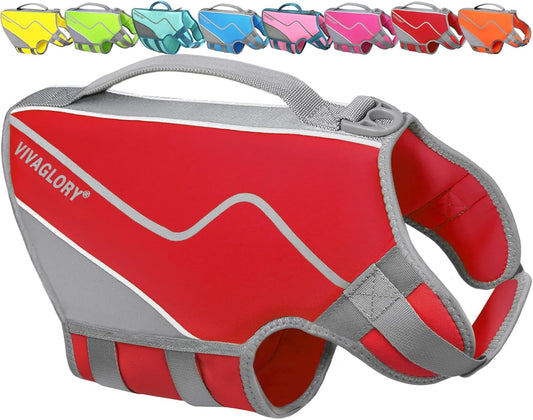 New Neoprene Sports Style Dog Life Jackets, Snug & Safer Dog Life Vest with Superior Buoyancy & Rescue Handle