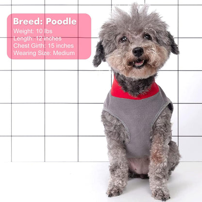 2 Pack Dog Fleece Sweater Stretchy Sweatshirt with Reflective Stripe Pullover Soft Jacket Pet Clothes Dog Sweaters for Small Dogs Cats Grey & Red